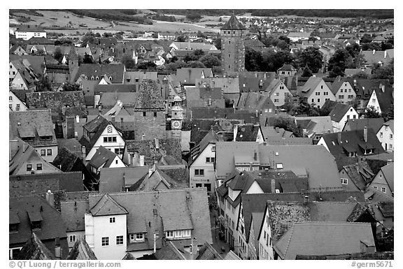 Rooftops seen from the Rathaus tower. Rothenburg ob der Tauber, Bavaria, Germany