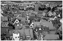 Rooftops seen from the Rathaus tower. Rothenburg ob der Tauber, Bavaria, Germany ( black and white)