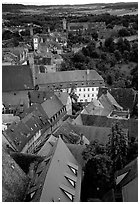 Rooftops seen from the Rathaus tower. Rothenburg ob der Tauber, Bavaria, Germany (black and white)