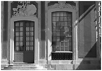 Gate and window, royal residence of Drottningholm. Sweden (black and white)