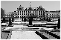 Park and royal residence of Drottningholm. Sweden (black and white)