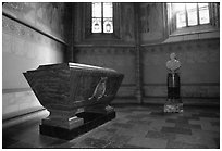 Tomb and bust, royal residence of Drottningholm. Sweden ( black and white)
