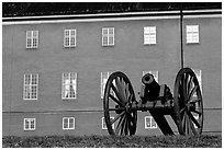 Cannon in front of Uppsala castle. Uppland, Sweden ( black and white)