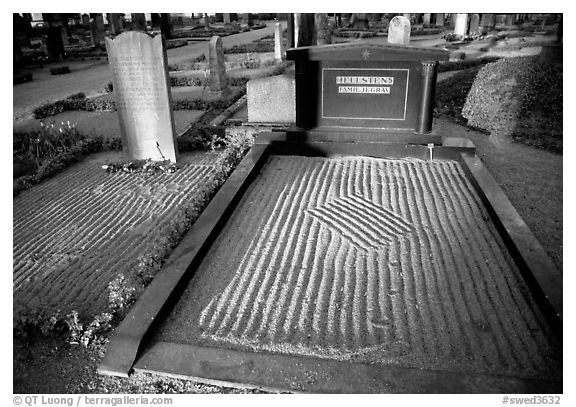 Graves in Gamla Uppsala. Uppland, Sweden (black and white)