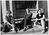 Students at the university of Uppsala. Uppland, Sweden ( black and white)