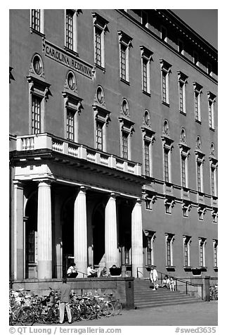 The historic university of Uppsala, first opened in 1477. Uppland, Sweden (black and white)