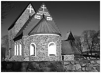 12th century Church of Gamla Uppsala. Uppland, Sweden ( black and white)