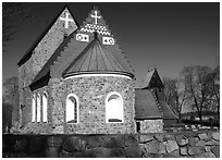 12th century Church of Gamla Uppsala. Uppland, Sweden (black and white)