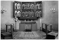 Interior of 12th century Church of Gamla Uppsala. Uppland, Sweden (black and white)