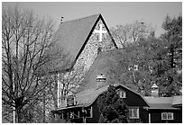 12th century Church of Gamla Uppsala. Uppland, Sweden (black and white)