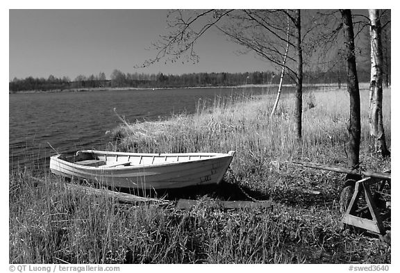 Boat on lakeshore. Central Sweden