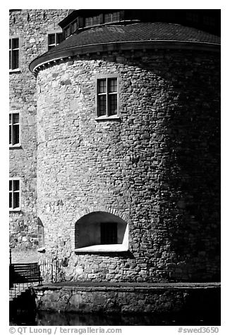 Tower of the Orebro slott, Orebro. Central Sweden (black and white)