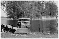 Boat on lakeshore. Central Sweden (black and white)