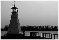 Lighthouse on Vattern Lake, Vadstena. Gotaland, Sweden (black and white)