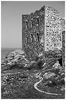 Ruins of the 16th century castle Brahehus near Granna. Gotaland, Sweden ( black and white)