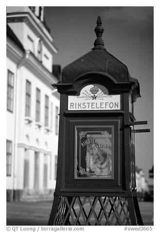 Telephone cabin. Gotaland, Sweden (black and white)