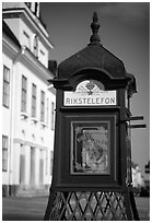 Telephone cabin. Gotaland, Sweden (black and white)