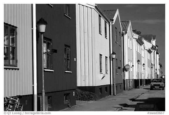 Row of colorful houses. Gotaland, Sweden