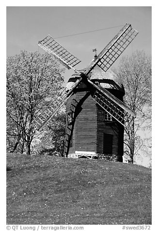 Windmill. Gotaland, Sweden (black and white)