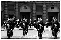 Royal Guard in front of the Royal Palace. Stockholm, Sweden ( black and white)