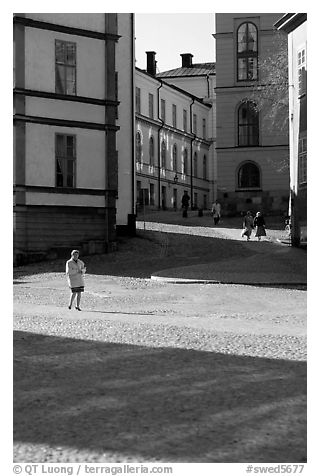 Streets of Gamla Stan, the island where the city began. Stockholm, Sweden (black and white)