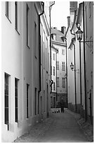 Narrow street of Gamla Stan. Stockholm, Sweden ( black and white)