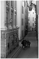 Narrow street of Gamla Stan. Stockholm, Sweden (black and white)