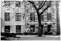 Small plaza in Gamla Stan. Stockholm, Sweden ( black and white)