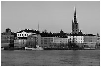 View of Gamla Stan with Riddarholmskyrkan. Stockholm, Sweden ( black and white)