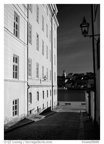 Looking out to the Malaren from Gamla Stan. Stockholm, Sweden (black and white)