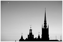 Riddarholmskyrkan at sunset. Stockholm, Sweden ( black and white)