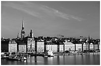 View of Gamla Stan across Salsjon. Stockholm, Sweden ( black and white)