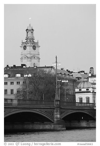 Bridge and church in Gamla Stan. Stockholm, Sweden