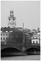 Bridge and church in Gamla Stan. Stockholm, Sweden ( black and white)