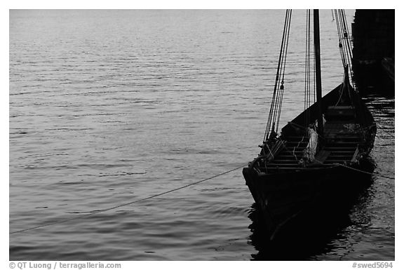 Replica of a Viking boat. Stockholm, Sweden (black and white)