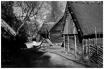 Rural houses, Skansen. Stockholm, Sweden (black and white)