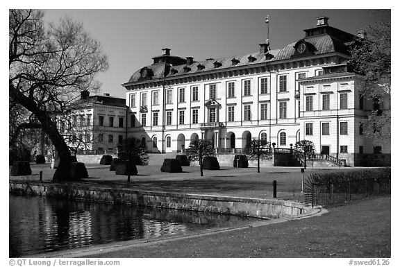 Park and Royal residence of Drottningholm. Sweden (black and white)