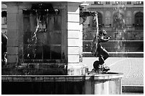 Fountain in royal residence of Drottningholm. Sweden ( black and white)