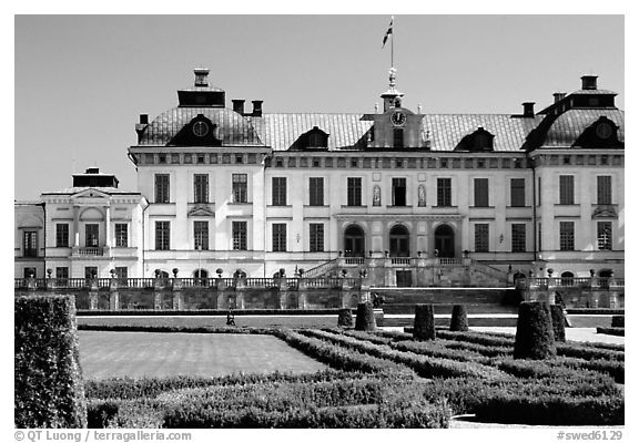 Park and Royal residence of Drottningholm. Sweden (black and white)