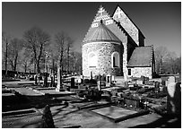 12th century Church of Gamla Uppsala. Uppland, Sweden ( black and white)