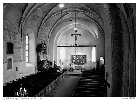 12th century Church of Gamla Uppsala. Uppland, Sweden (black and white)