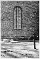 Graves in abbey grounds, Vadstena. Gotaland, Sweden ( black and white)