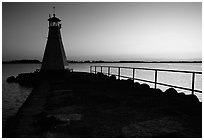 Lighthouse on Vattern Lake, Vadstena. Gotaland, Sweden (black and white)