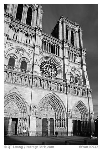 Notre Dame Cathedral, late afternoon. Paris, France (black and white)