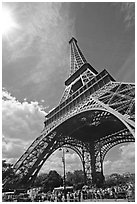 Eiffel tower seen from the base. Paris, France ( black and white)