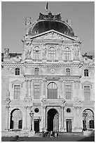 Pavilion in the Sully Wing of the Louvre at sunset. Paris, France (black and white)