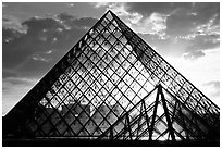 Pyramid at sunset, the Louvre. Paris, France ( black and white)