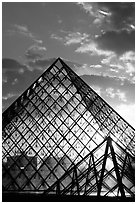 Louvre pyramid at sunset. Paris, France ( black and white)