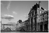 Denon Wing of the Louvre at sunset. Paris, France (black and white)