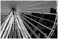 Lighted Ferris wheel in the Tuileries. Paris, France (black and white)